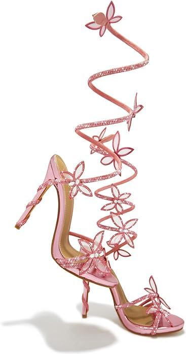 Fantasy Butterfly Detail Wrap Around Strap Stiletto Heels