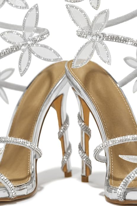 Fantasy Butterfly Detail Wrap Around Strap Stiletto Heels