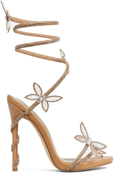 Fantasy Butterfly Detail Wrap Around Strap Stiletto Heels