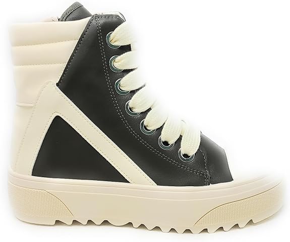 High Top Sneakers Lace Up Side Zipper Shoes Ferdi-07A Wild Diva