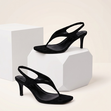 Women's Square Toe Slingback Thong Kitten Heel Sandals