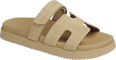 Women Raffia Open Toe Slip on Slide Flat Sandals Gigi-22