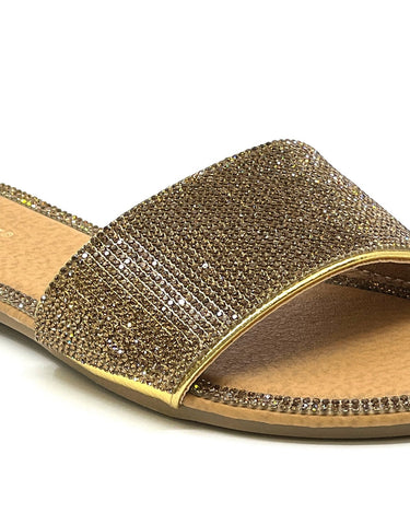 Allover Rhinestone Slide Sandals Honey-62 Glaze | Shoe Time