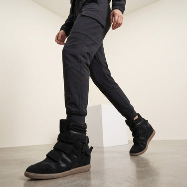 Women's High Top Platform Sneakers Velcro Strap Casual Fashion Shoes