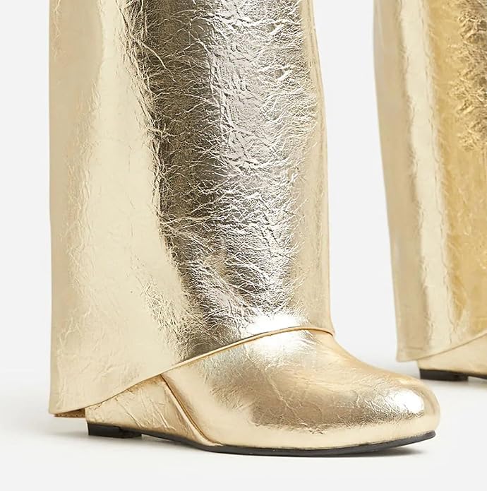 Women's Wedge Knee High Boots | Lock Detail