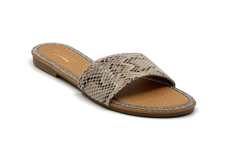 Glaze Honey-63 Flat Sandals Rhinestone Detail | Shoe Time