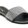 Shiny Rhinestone Flat Sandals Glaze Honey-62A | Shoe Time