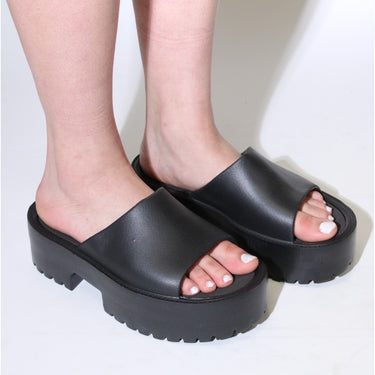 Womens High Platform Wedge Slides Sandals