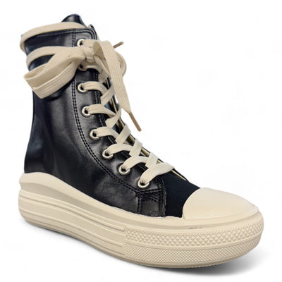 Women's Canvas Leatherette Ankle High Boots High Top Fashion Sneakers