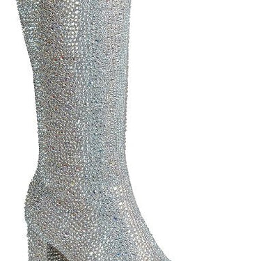 Rhinestone Block Heel Knee High Boots Iceberg-22 | Shoe Time