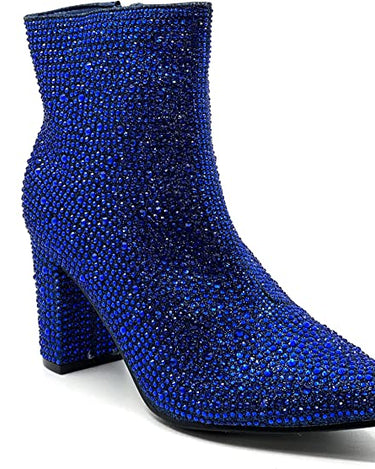 Royal Blue Rhinestone Ankle Boots Iceberg-12 Forever | Shoe Time