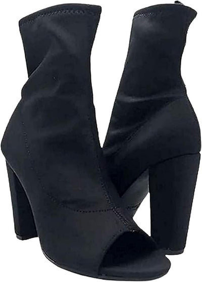 Elastic Peep Toe Stretch Slip-On Booties Insanity