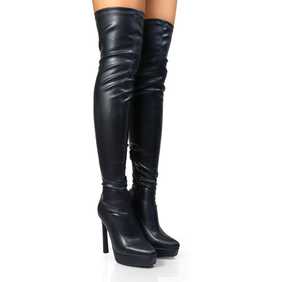 Women's Stretchy Over The Knee Platform Boots