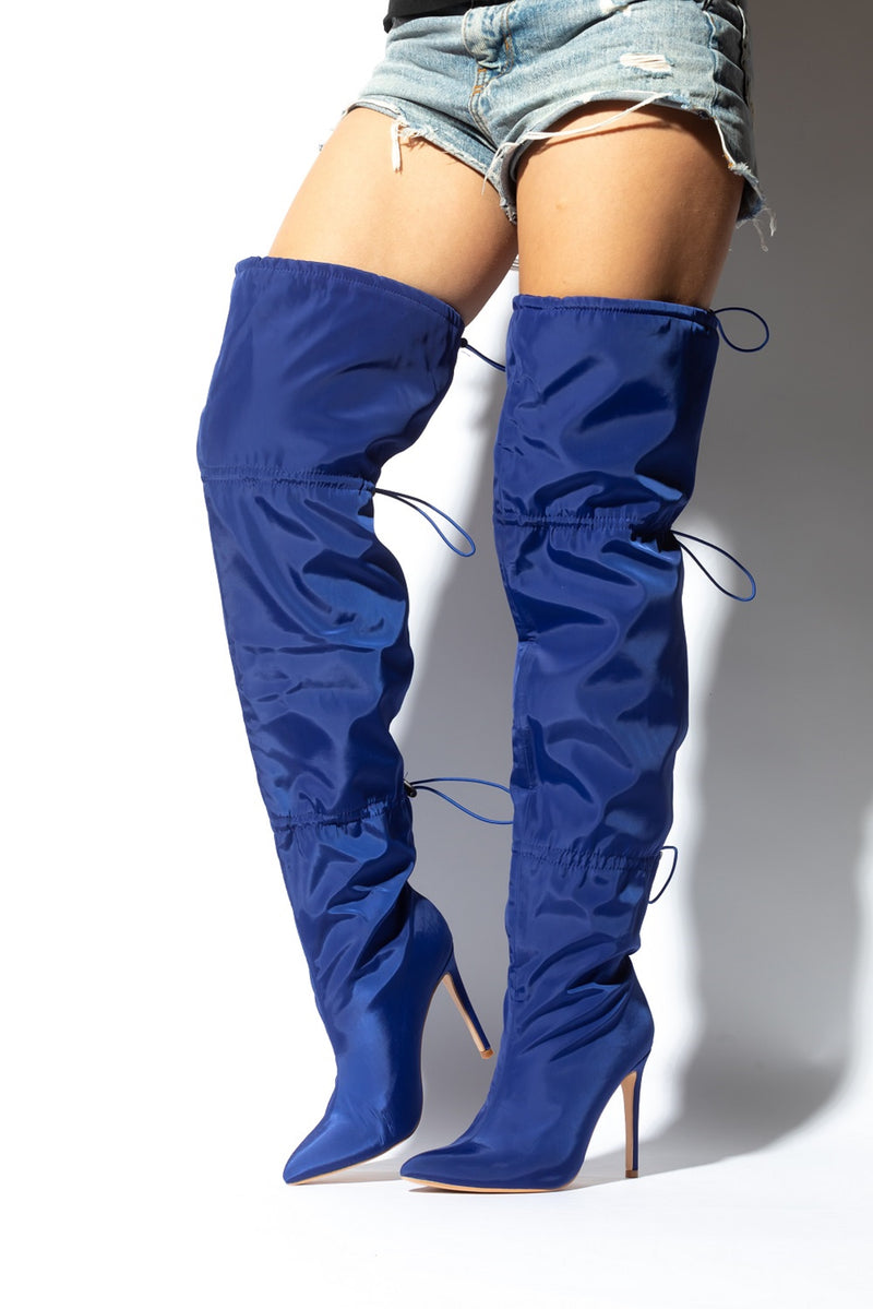 Over The Knee Stiletto, Quilted Wind Breaker Boots