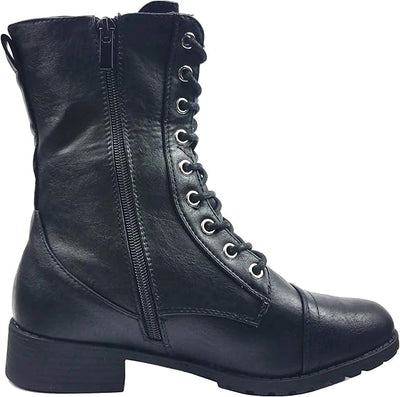 Women Combat Boots Zipper Low Heel, Fashionable Short Boots