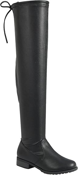 Over The Knee Pu Leather Thigh High Flat Boot