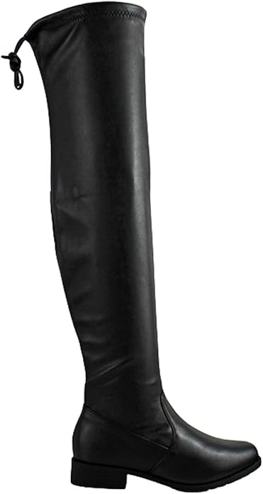 Over The Knee Pu Leather Thigh High Flat Boot