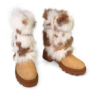 Women’s Faux Fur Mid-Calf Boots – Stylish Winter Footwear Perfect for Halloween Costume
