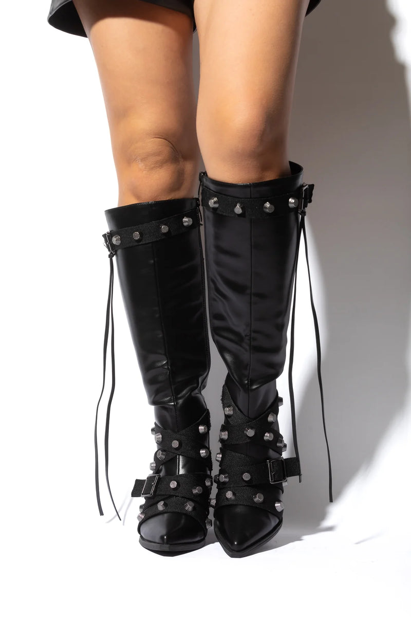 Pointy Toe Chunky Heeled Boots