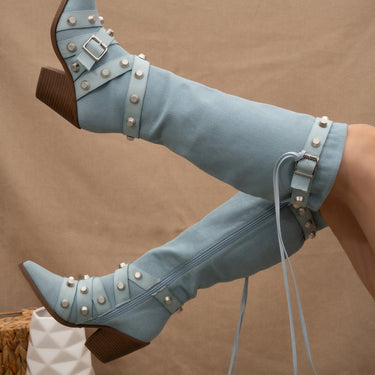 Pointy Toe Chunky Heeled Boots