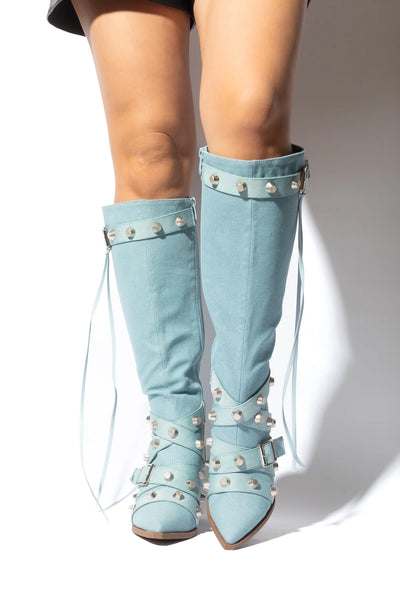 Pointy Toe Chunky Heeled Boots