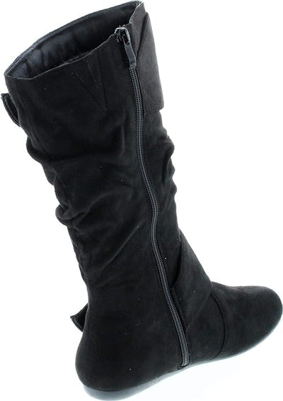 Women's Closed Round Toe Buckle Slouch Flat Heel Mid-Calf Boot Klein-70