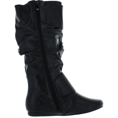 Women's Knee High Boots, Flat Slouch Boots With Inside Zipper