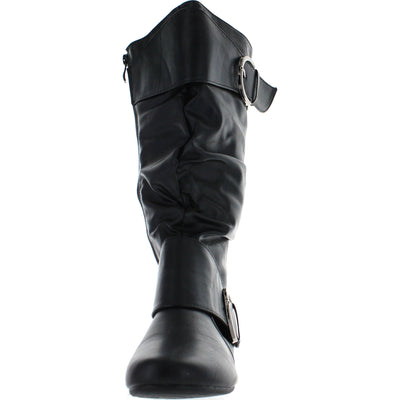 Women's Knee High Boots, Flat Slouch Boots With Inside Zipper