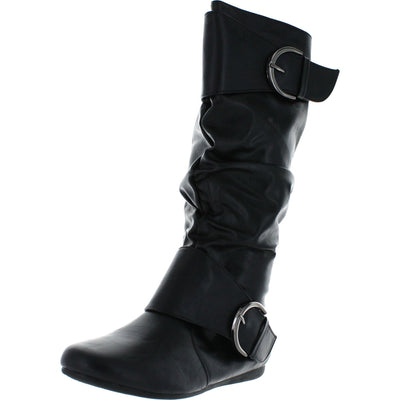 Women's Knee High Boots, Flat Slouch Boots With Inside Zipper