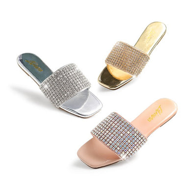 Rhinestone Flat Sandals Lisa-6 Liliana | Shoe Time