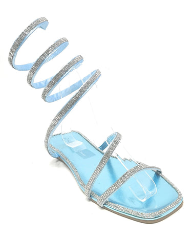 Rhinestone Wrap Around Flat Sandals Dizzy-05 | Shoe Time