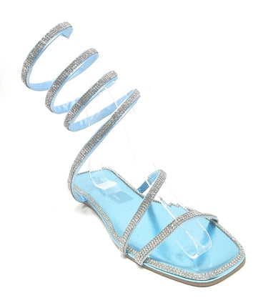 Rhinestone Wrap Around Flat Sandals Dizzy-05 | Shoe Time