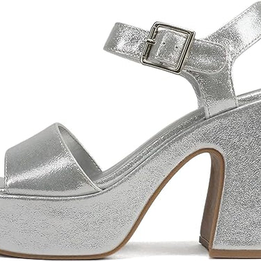 Soda Launch Open Square Toe Chunky High Heeled Sandal