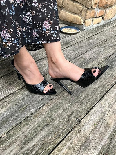 Pointed Toe Slip on Stiletto Heels Sandals Laurent-43 Liliana