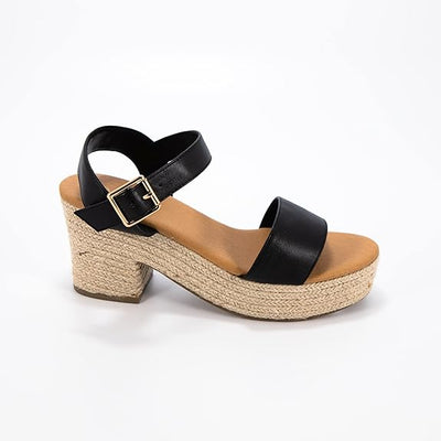 Women's Jute Espadrille Open Toe Ankle Strap Platform Chunky heel sandals