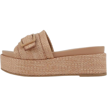 Open Round Toe Single Strap Slide Sandal with Buckle Detail