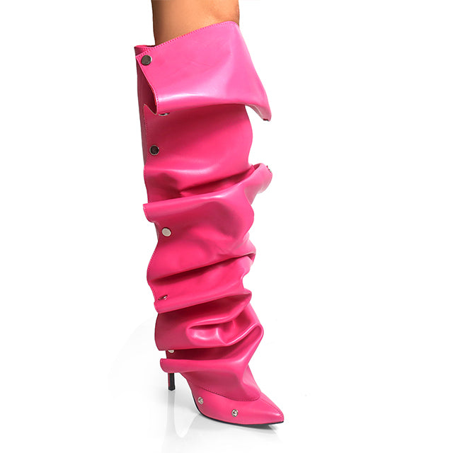 Stiletto High Heel Slouchy Boot Pointed Toe Mid Calf Fashion Detachable Shoes