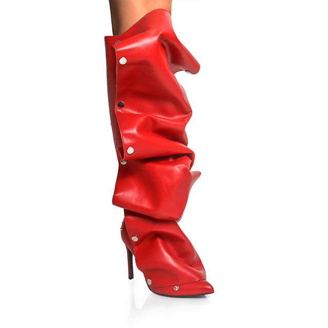 Stiletto High Heel Slouchy Boot Pointed Toe Mid Calf Fashion Detachable Shoes