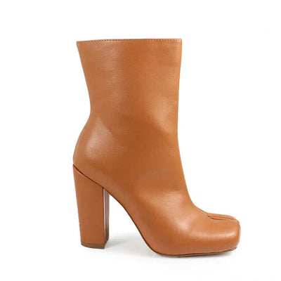 Womens Camel Toe Block Heel Ankle Bootie Mahomes-1