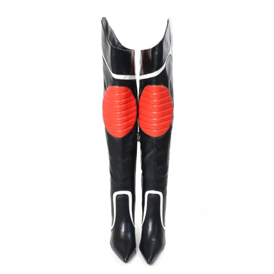 Women's Colorblock Casual Boots, Side Zipper Casual Stiletto Party Show Boots, Over Knee Point Toe Boots