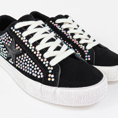 Women's Rhinestone Star Sneakers Comfort Sole