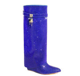 Rhinestone Shark Padlock Boots Mutto-1C | Shoe Time