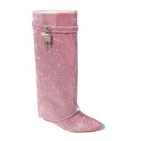 Rhinestone Shark Padlock Boots Mutto-1C | Shoe Time