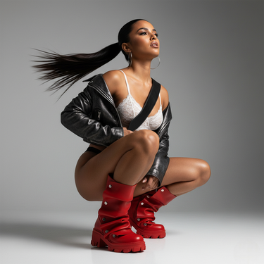 Women's Slouchy Mid-Calf Boots with Gold Button Accents and Chunky Lug Sole