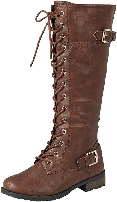 Womens Knee High Buckle Riding Boots Forever Link Mango 27