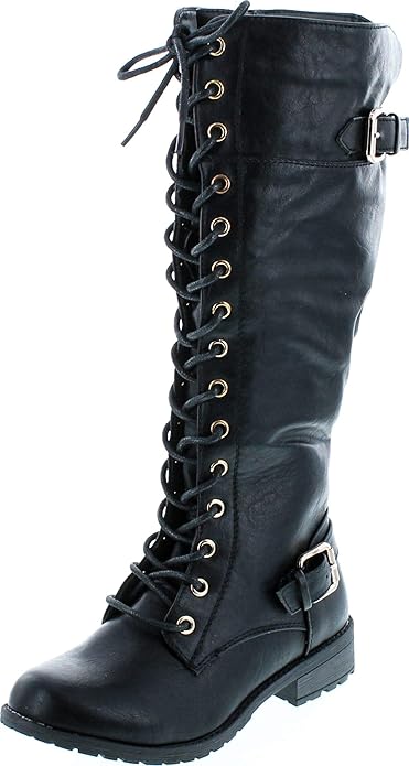 Womens Knee High Buckle Riding Boots Forever Link Mango 27