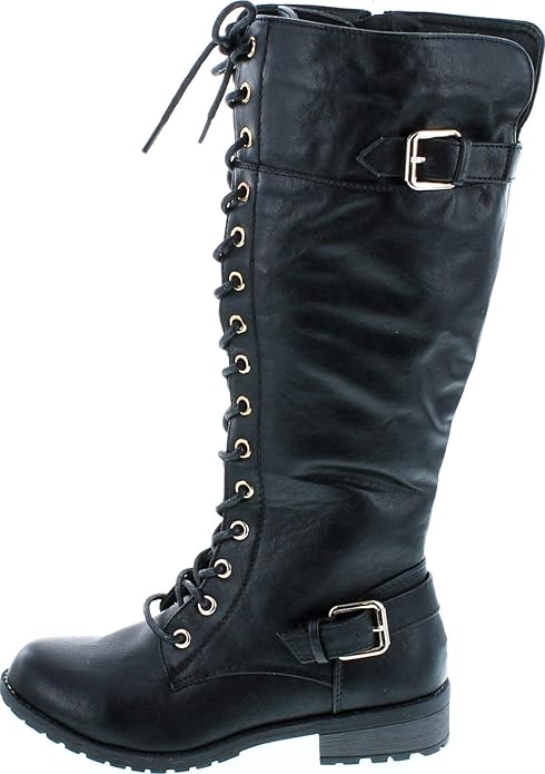 Womens Knee High Buckle Riding Boots Forever Link Mango 27