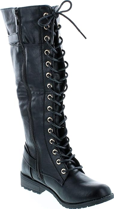 Womens Knee High Buckle Riding Boots Forever Link Mango 27