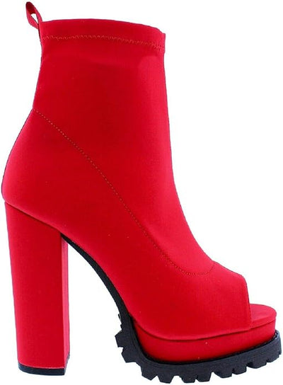 Peep Toe Chunky Heel Booties, Fashionable Open Toe