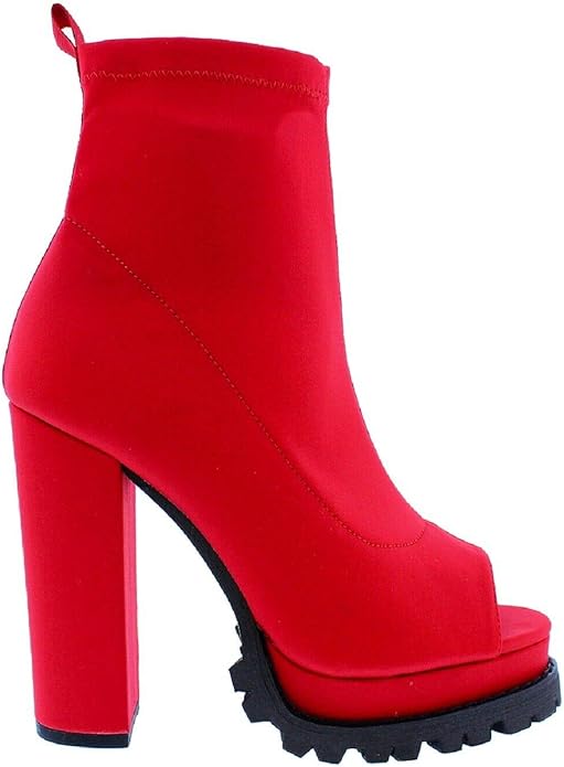 Peep Toe Chunky Heel Booties, Fashionable Open Toe